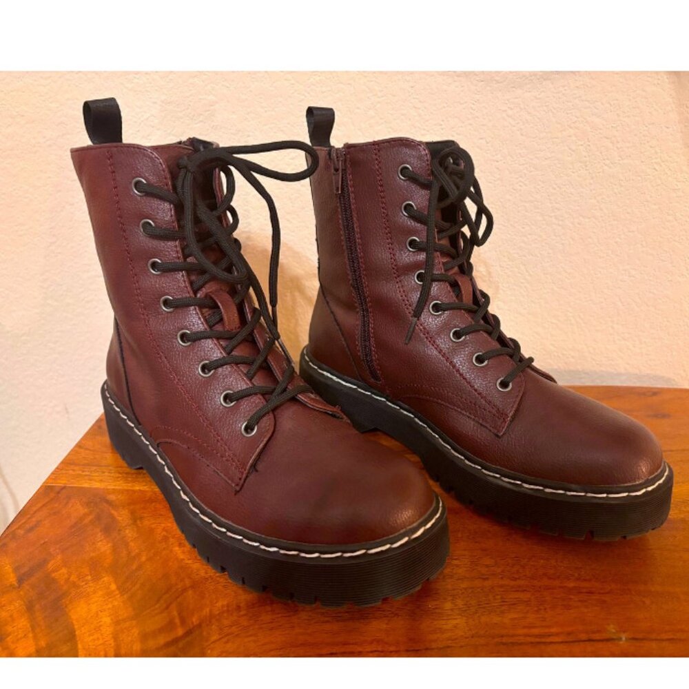 Sincerely Jules "Harley" Platform Combat Boots, Faux Leather, Size: 9